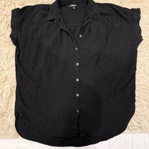 Madewell Black Short-Sleeve Button-Down Blouse
